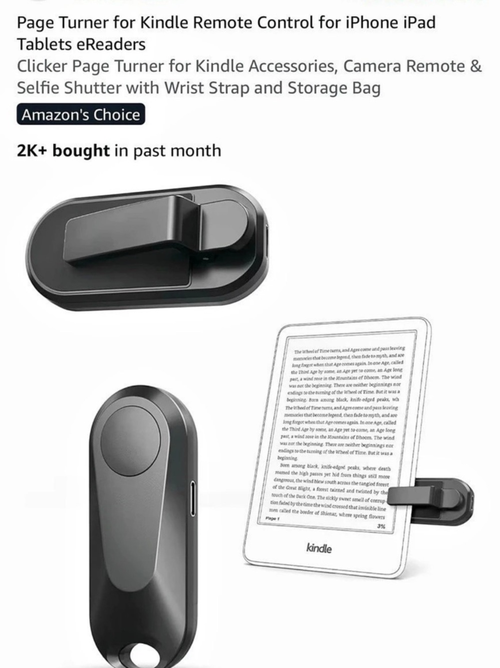 DATAFY Remote Control Page Turner for Kindle Black